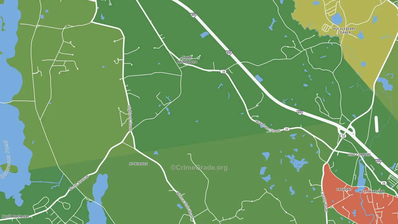 South Middleboro, MA Map of Vandalism Rates