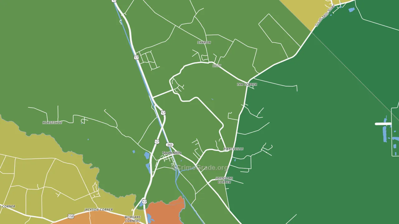South Mills, NC Map of Vandalism Rates