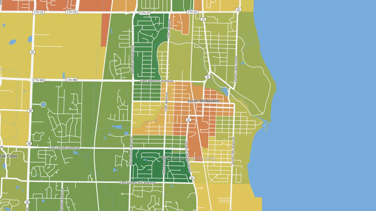 South Milwaukee, WI Map of Vandalism Rates