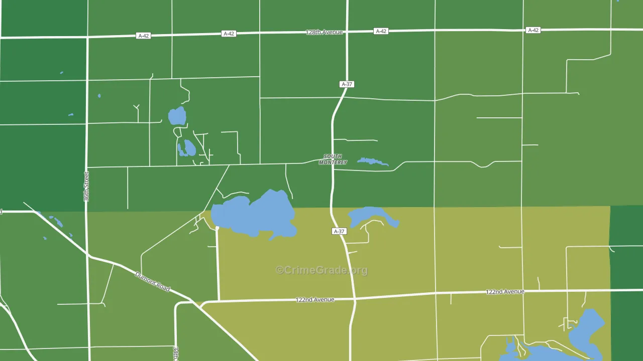 South Monterey, MI Map of Vandalism Rates