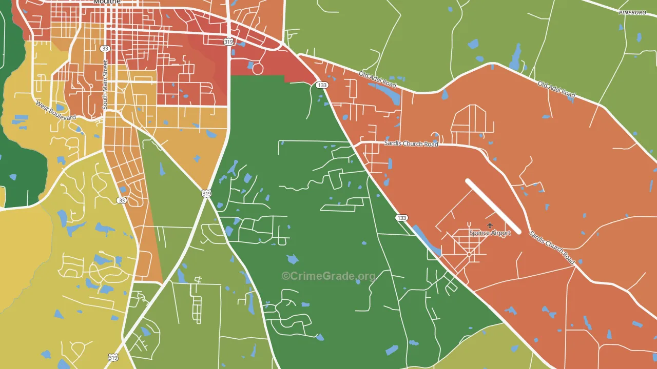 South Moultrie, GA Map of Vandalism Rates
