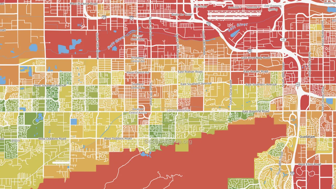 South Mountain, Phoenix, AZ Map of Vandalism Rates