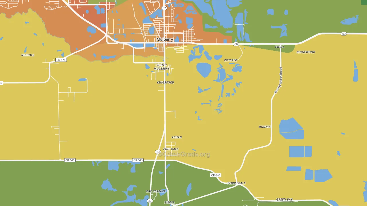 South Mulberry, FL Map of Vandalism Rates