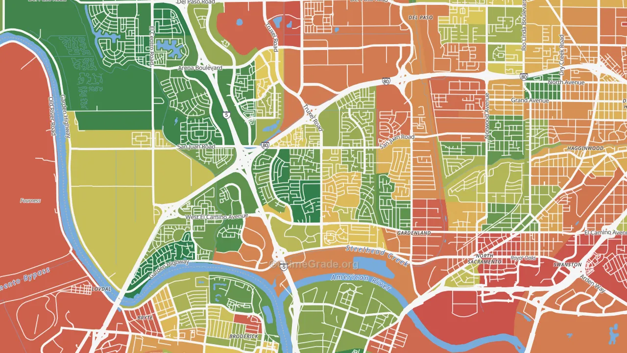 South Natomas, Sacramento, CA Map of Vandalism Rates