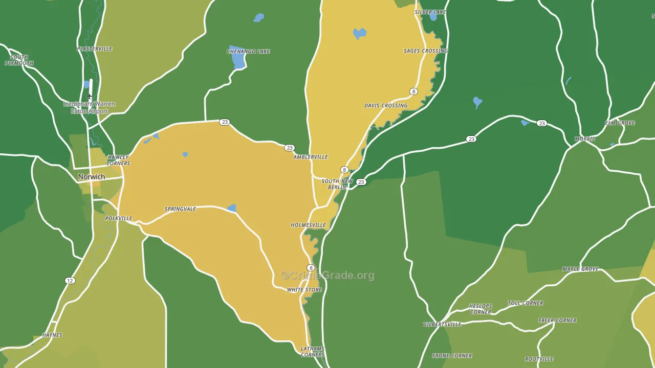 South New Berlin, NY Map of Vandalism Rates