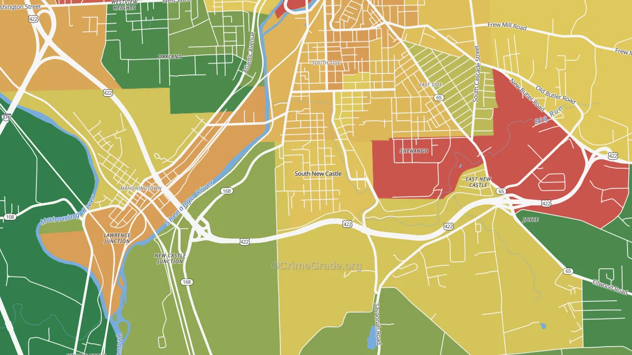 South New Castle, PA Map of Vandalism Rates