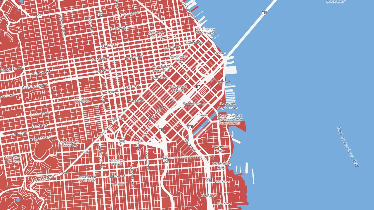 South of Market, San Francisco, CA Map of Vandalism Rates