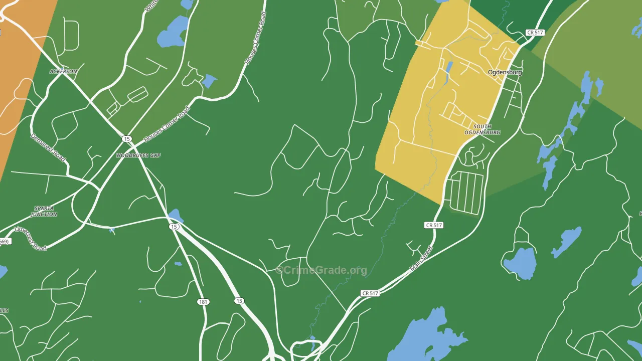 South Ogdensburg, NJ Map of Vandalism Rates