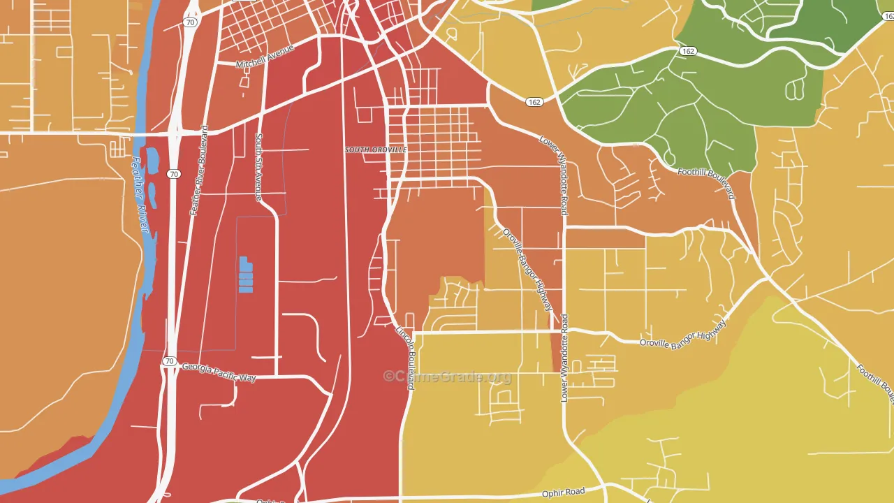 South Oroville, CA Map of Vandalism Rates
