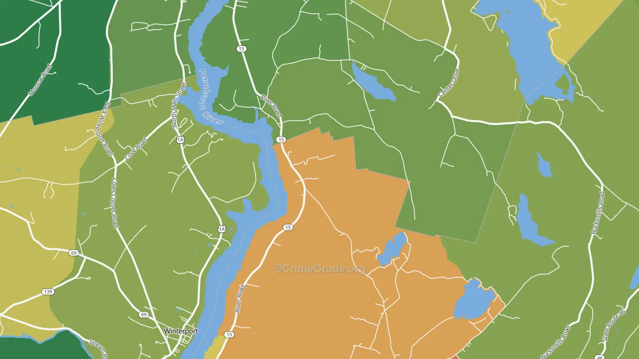 South Orrington, ME Map of Vandalism Rates
