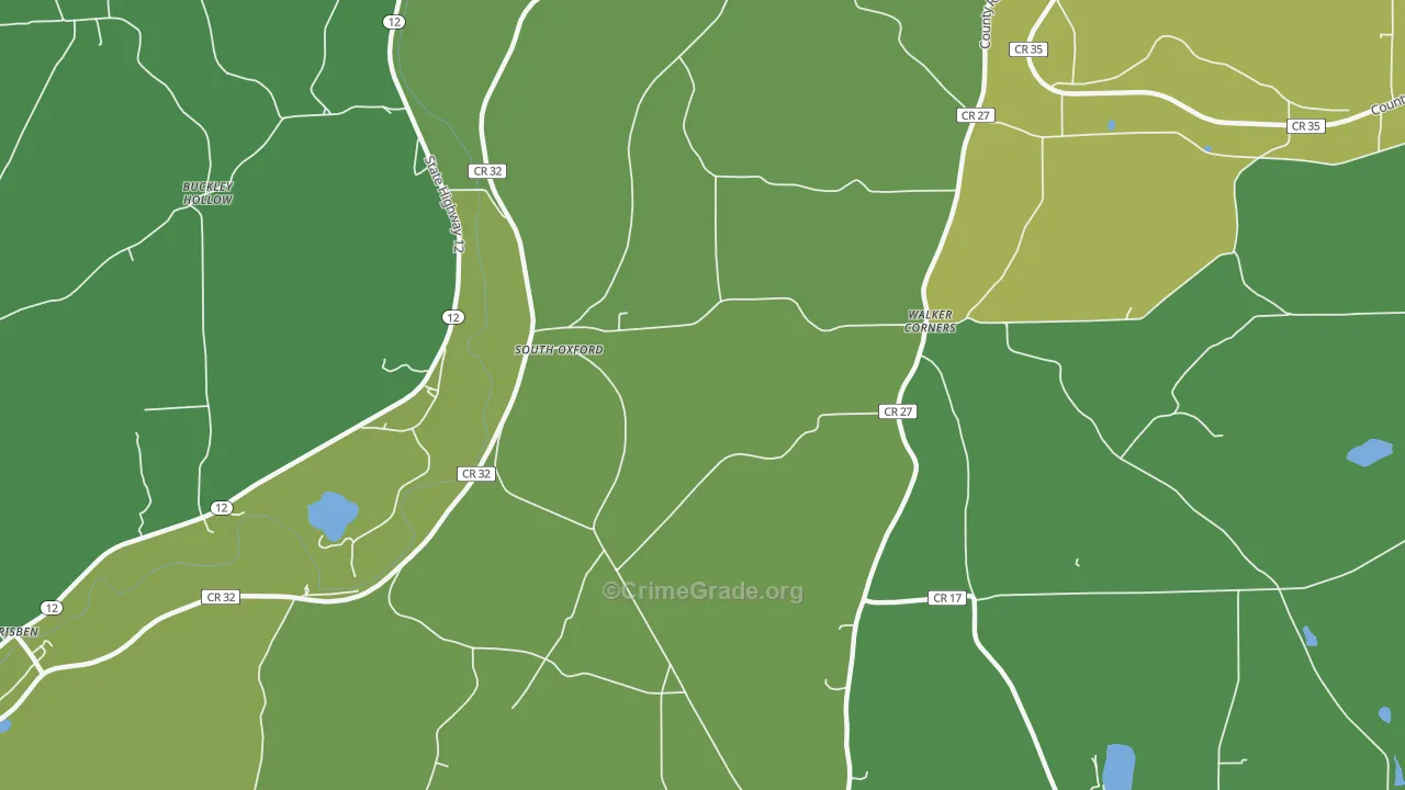 South Oxford, NY Map of Vandalism Rates