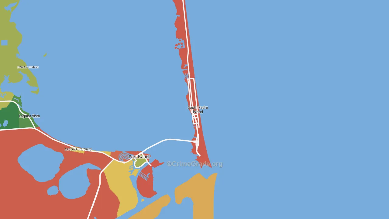 South Padre Island, TX Map of Vandalism Rates