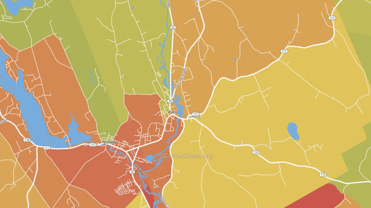 South Paris, ME Map of Vandalism Rates