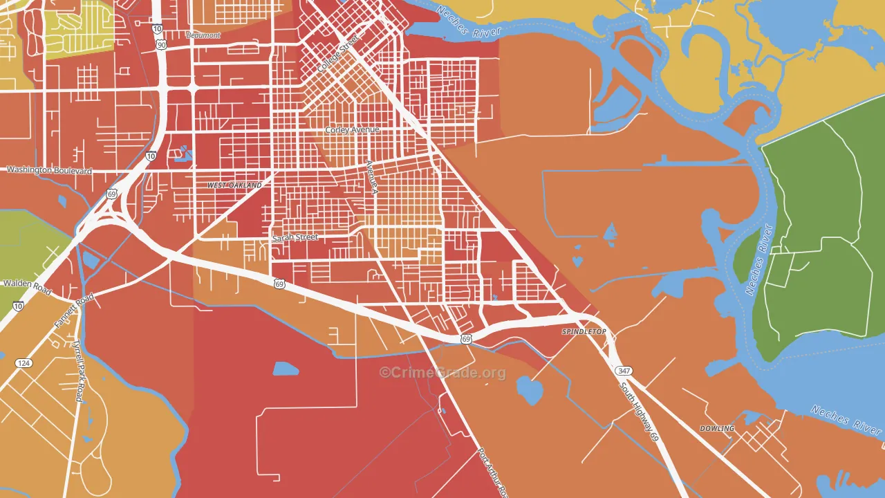 South Park, Beaumont, TX Map of Vandalism Rates