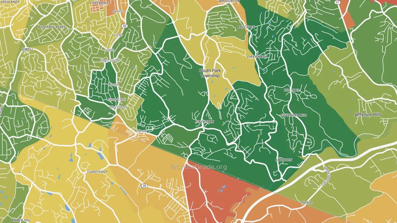 South Park Township, PA Map of Vandalism Rates