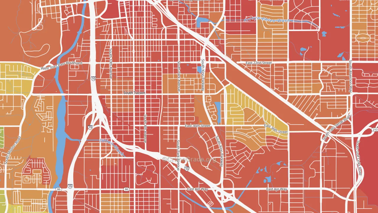 South Park, Tucson, AZ Map of Vandalism Rates