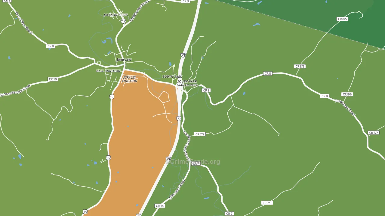 South Park, WV Map of Vandalism Rates