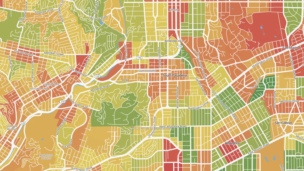 South Pasadena, CA Map of Vandalism Rates