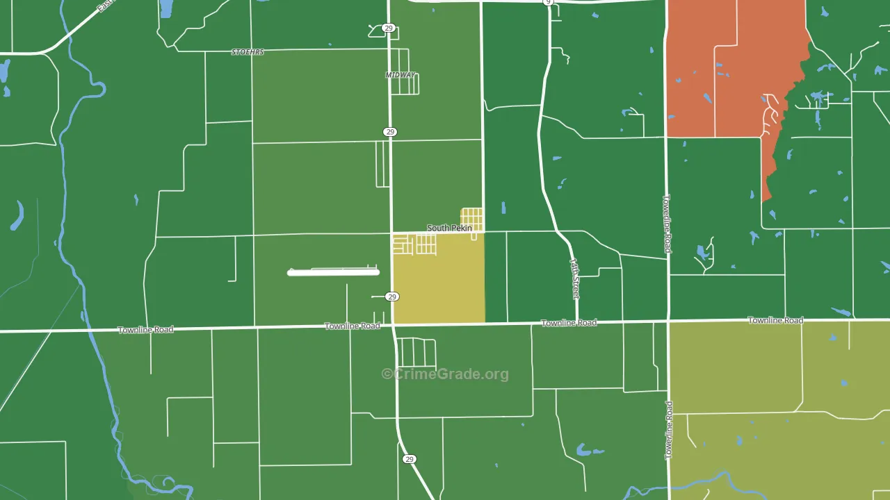 South Pekin, IL Map of Vandalism Rates