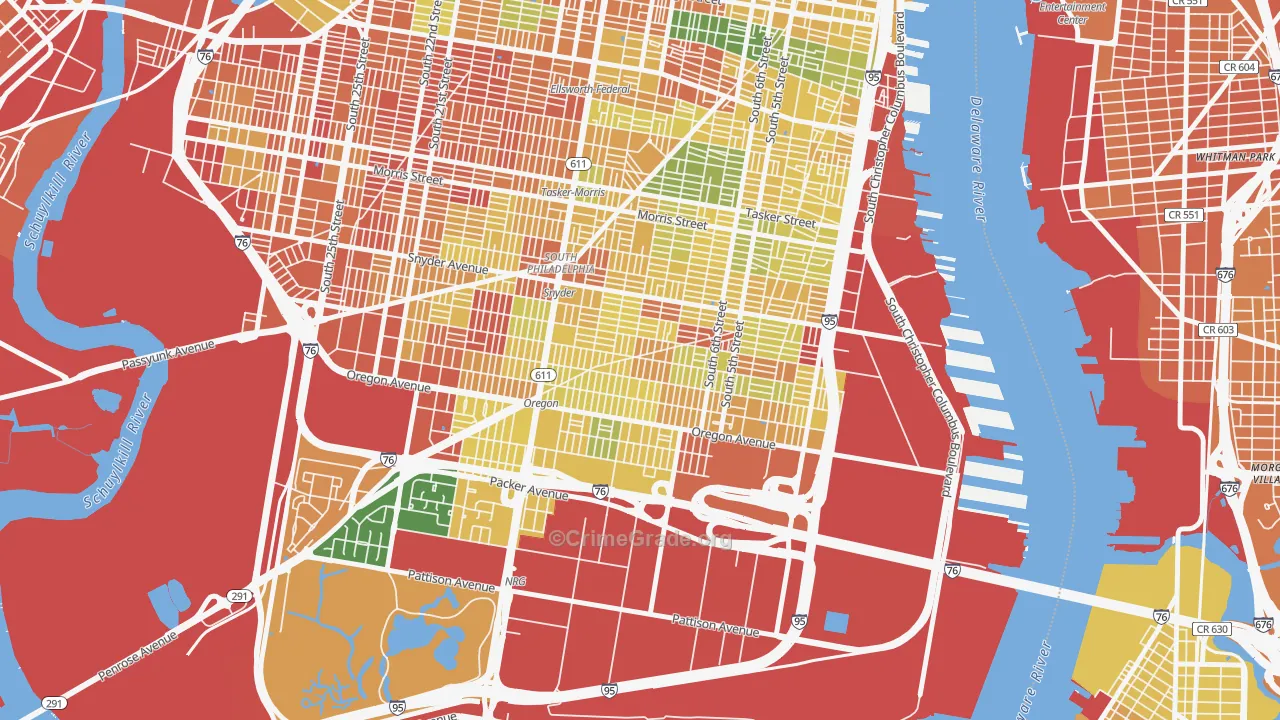 South Philadelphia, Philadelphia, PA Map of Vandalism Rates