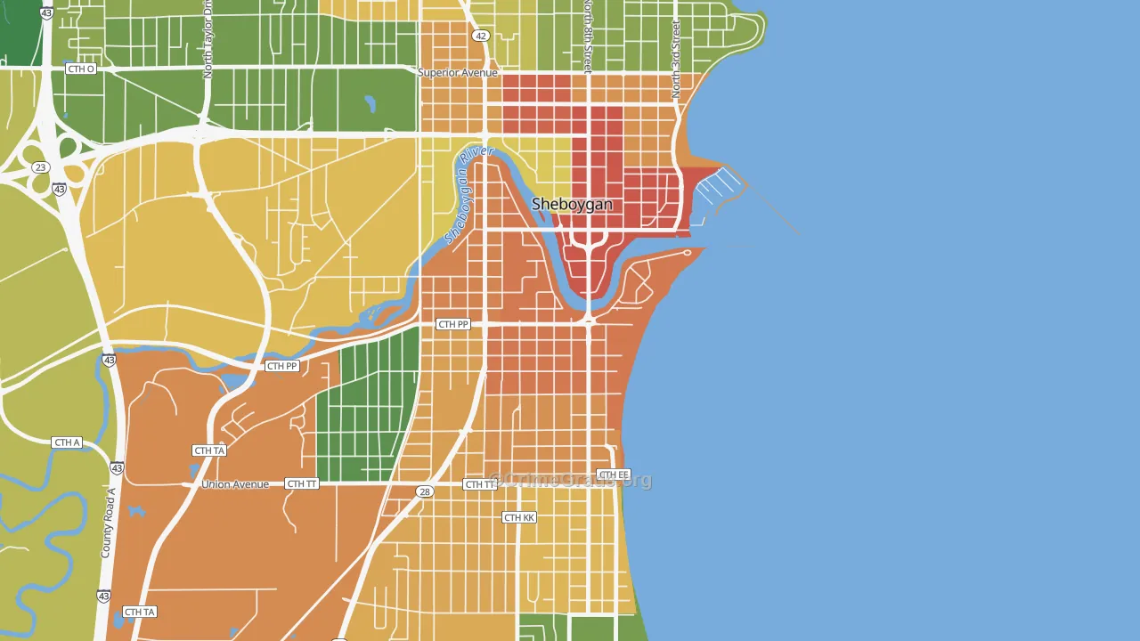 South Pier, Sheboygan, WI Map of Vandalism Rates