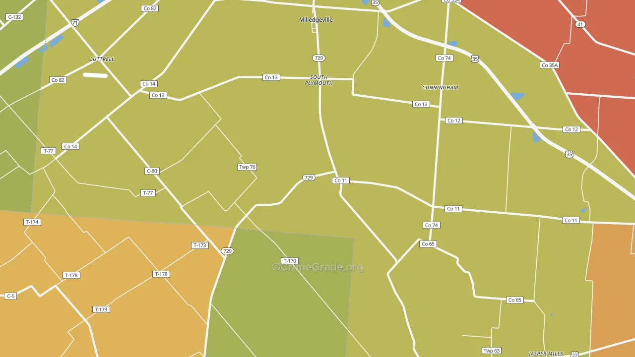 South Plymouth, OH Map of Vandalism Rates