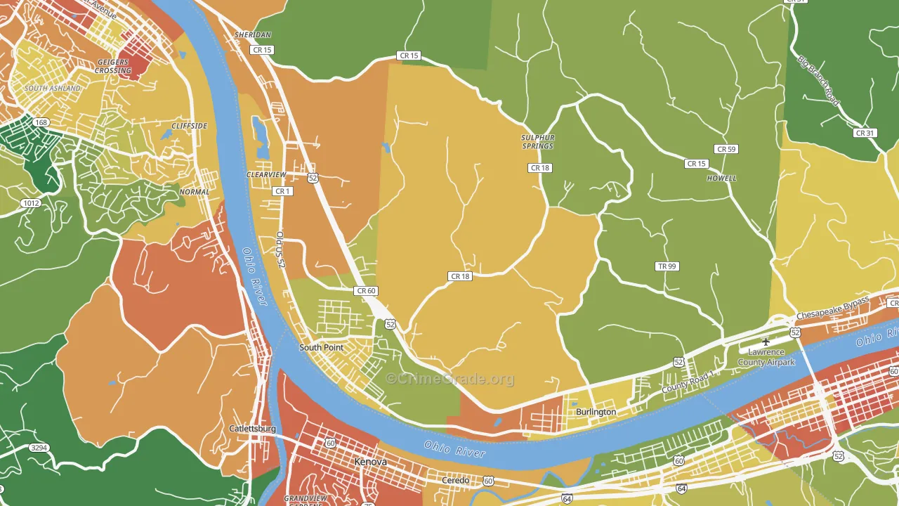 South Point, OH Map of Vandalism Rates