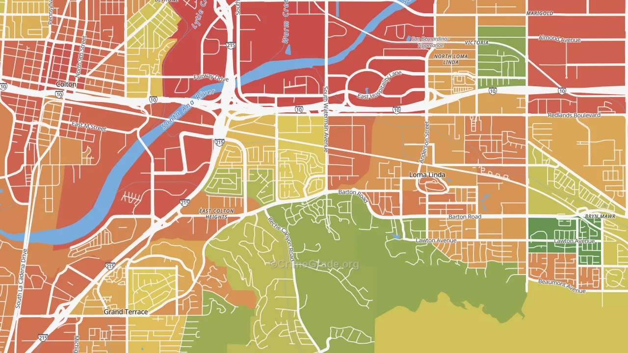 South Pointe, San Bernardino, CA Map of Vandalism Rates