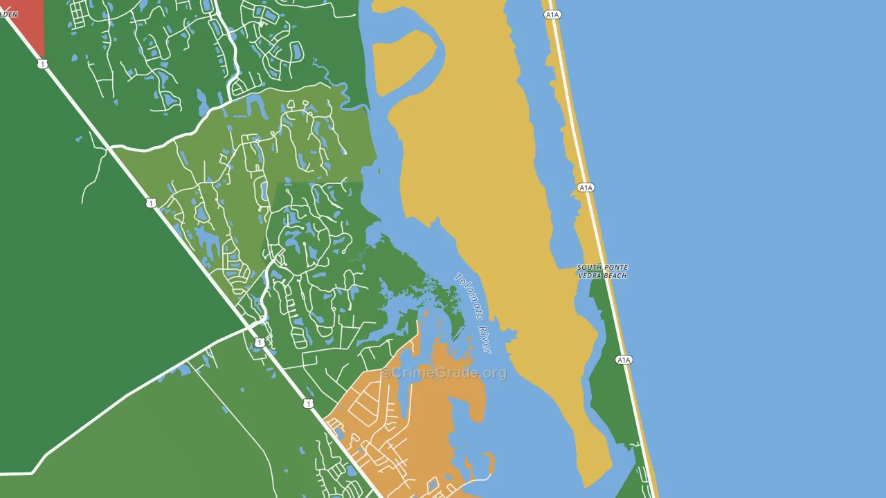 South Ponte Vedra Beach, FL Map of Vandalism Rates