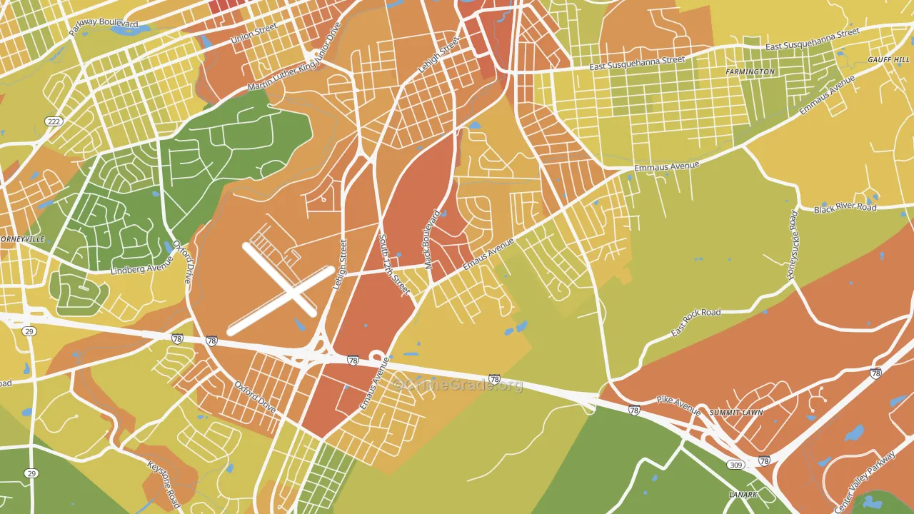 South Poplar, Allentown, PA Map of Vandalism Rates