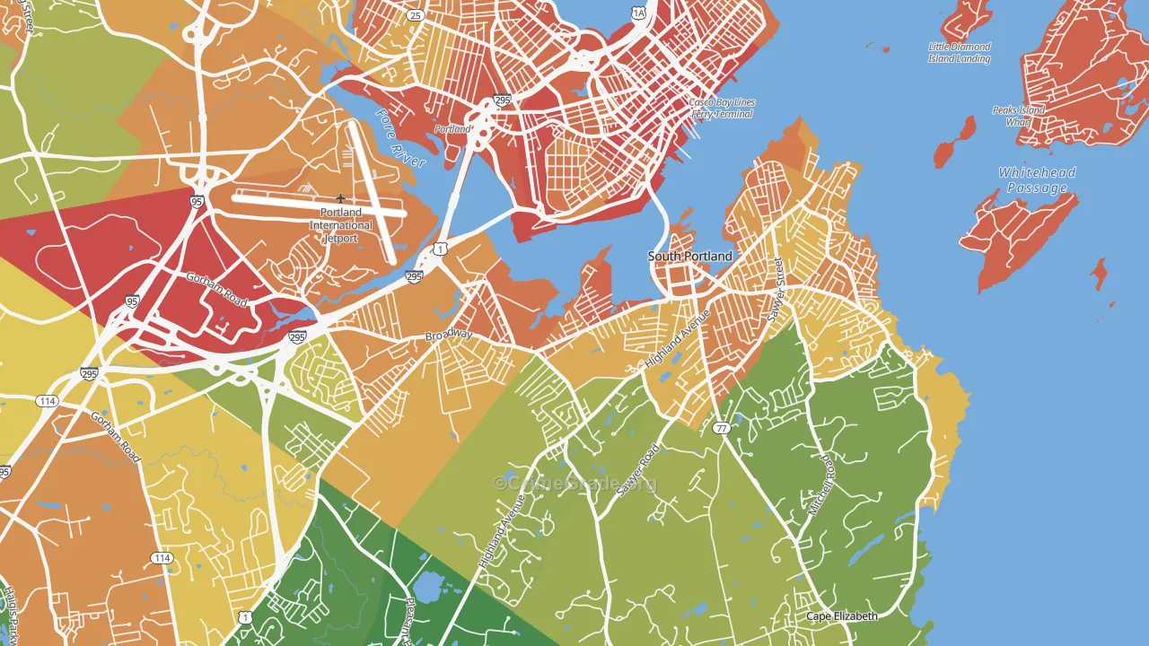 South Portland, ME Map of Vandalism Rates