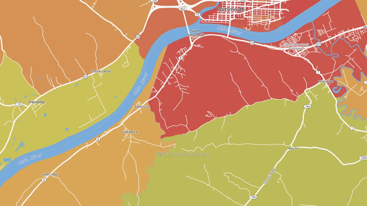 South Portsmouth, KY Map of Vandalism Rates