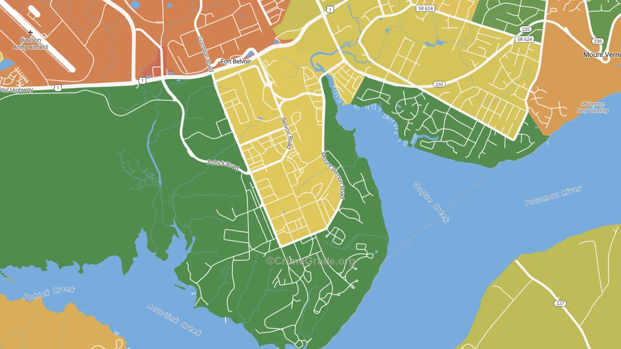 South Post, Fort Belvoir, VA Map of Vandalism Rates