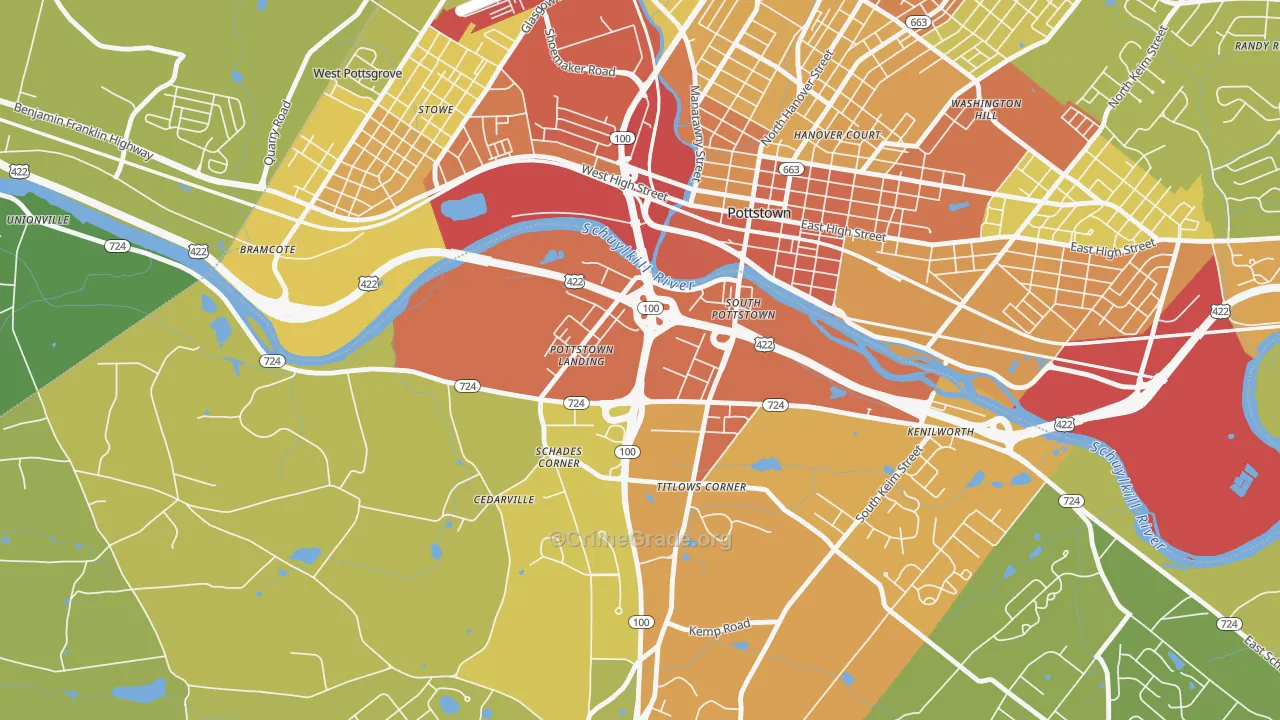South Pottstown, PA Map of Vandalism Rates