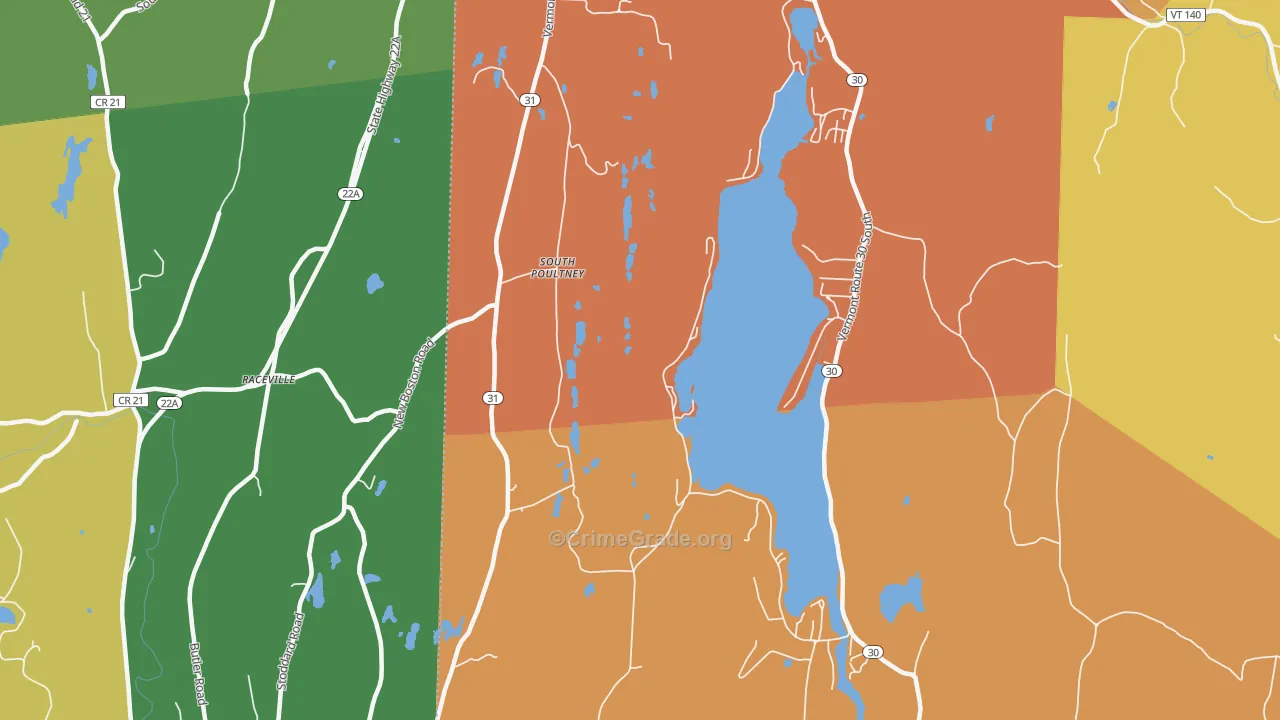South Poultney, VT Map of Vandalism Rates