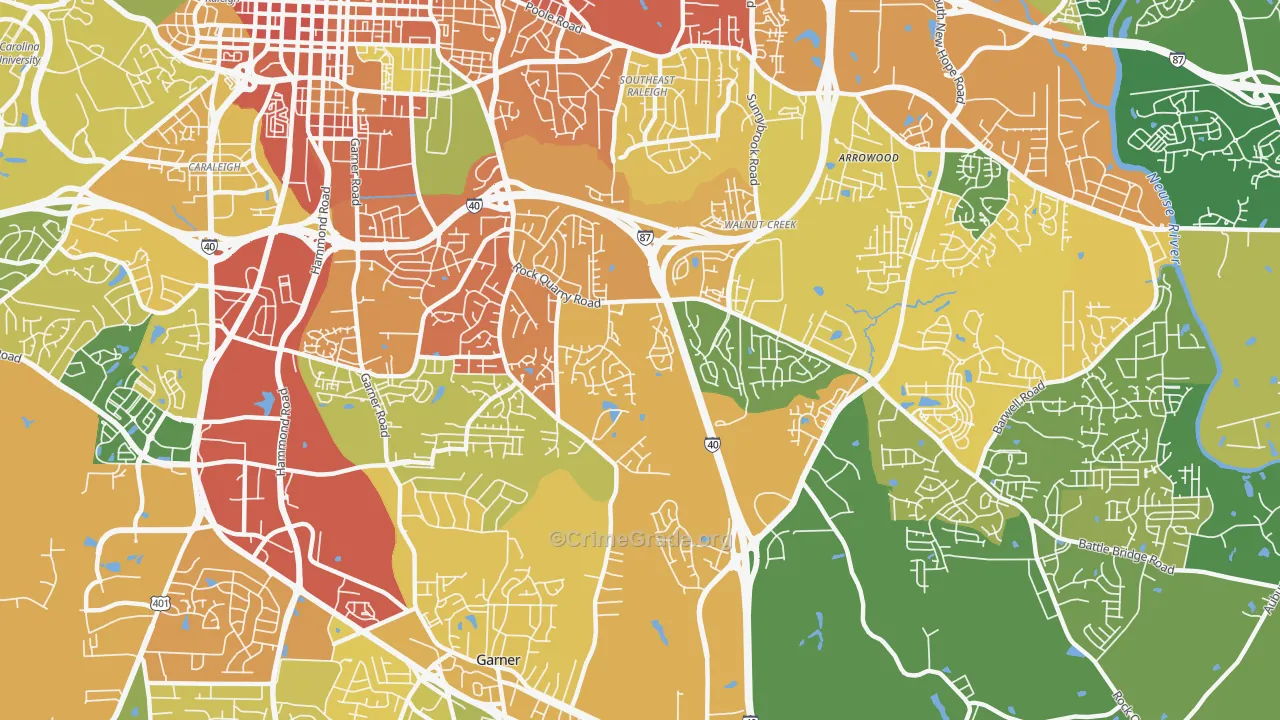 South, Raleigh, NC Map of Vandalism Rates