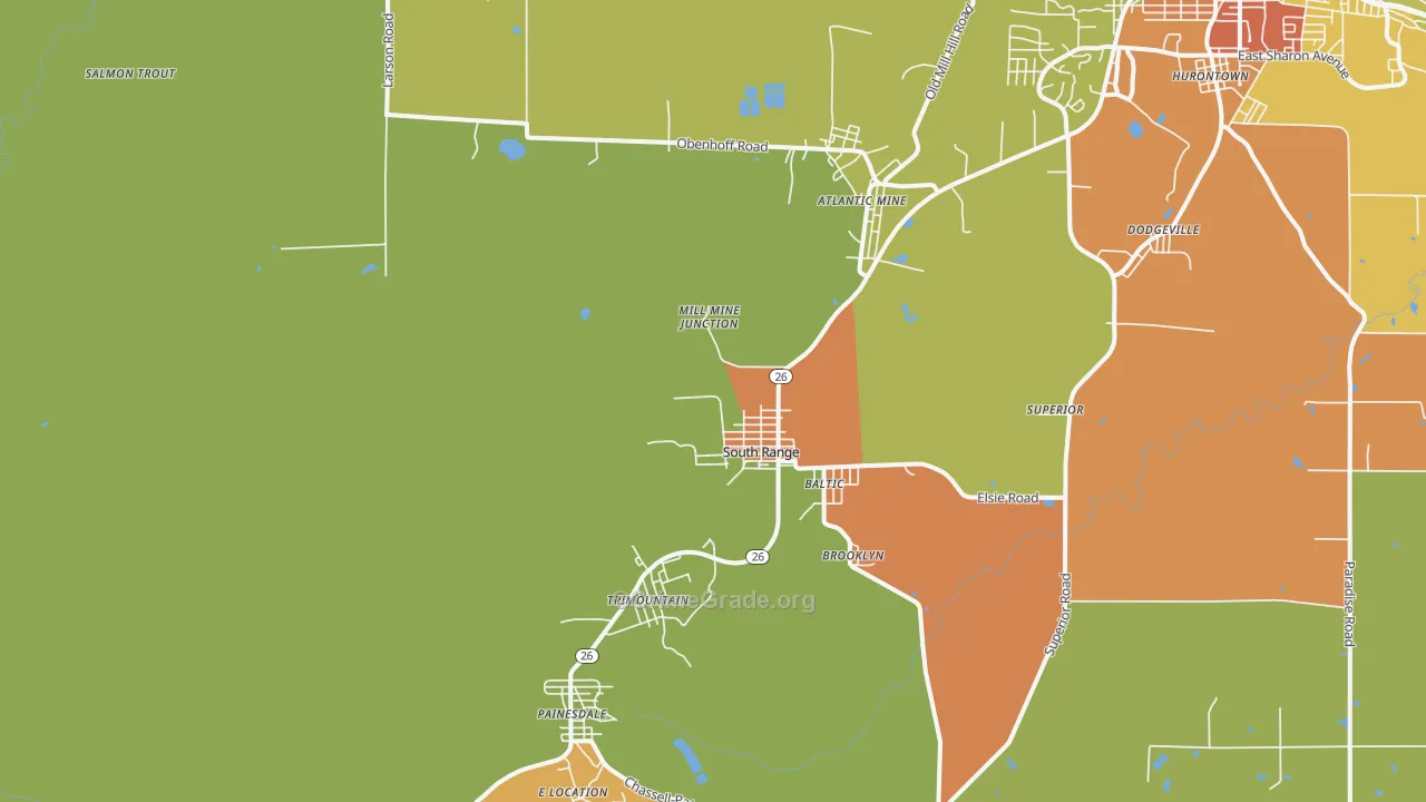 South Range, MI Map of Vandalism Rates