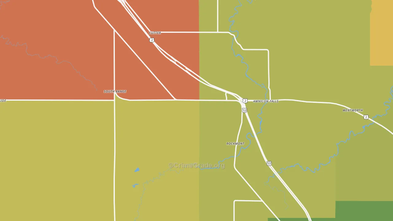 South Range, WI Map of Vandalism Rates