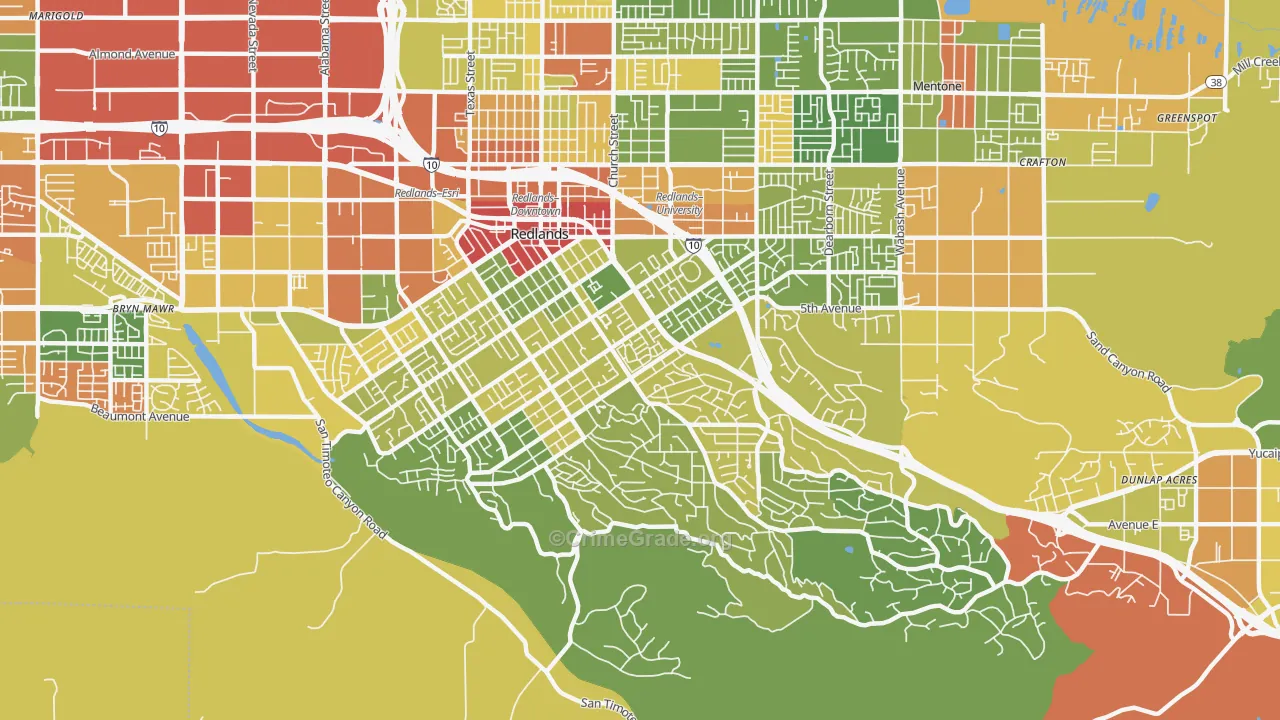 South Redlands, Redlands, CA Map of Vandalism Rates