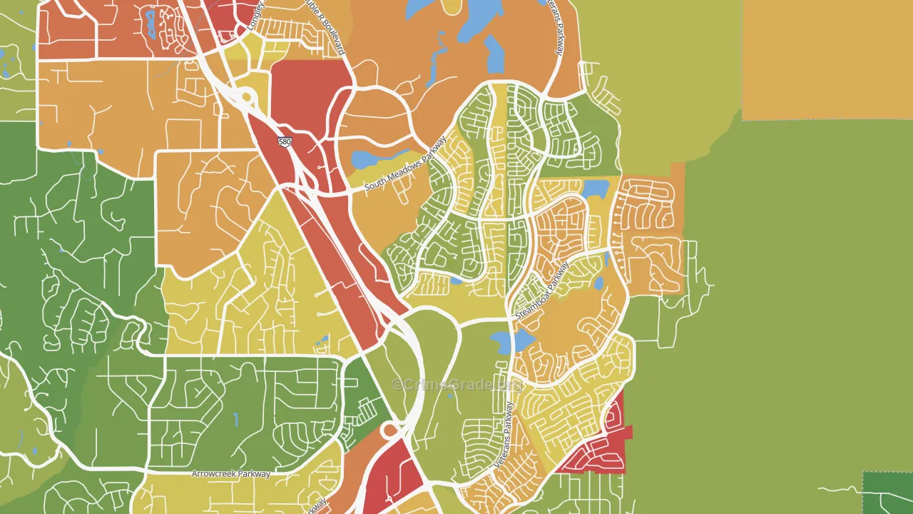 South Reno, Reno, NV Map of Vandalism Rates