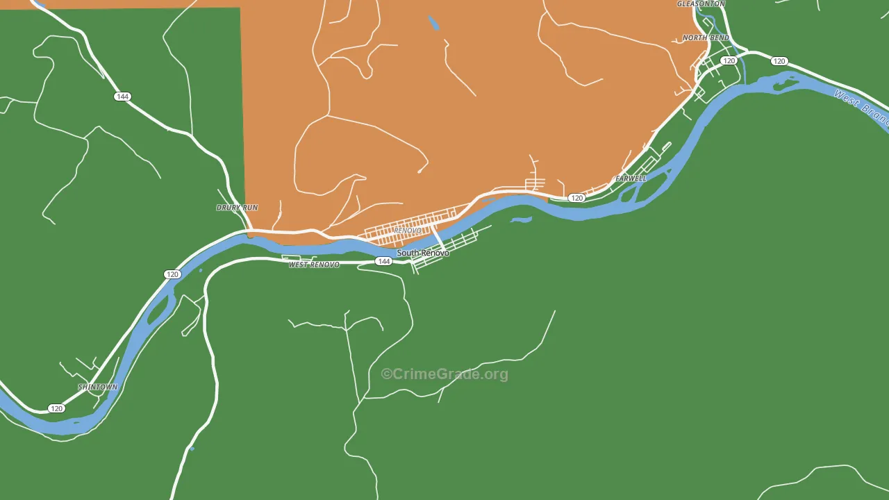 South Renovo, PA Map of Vandalism Rates