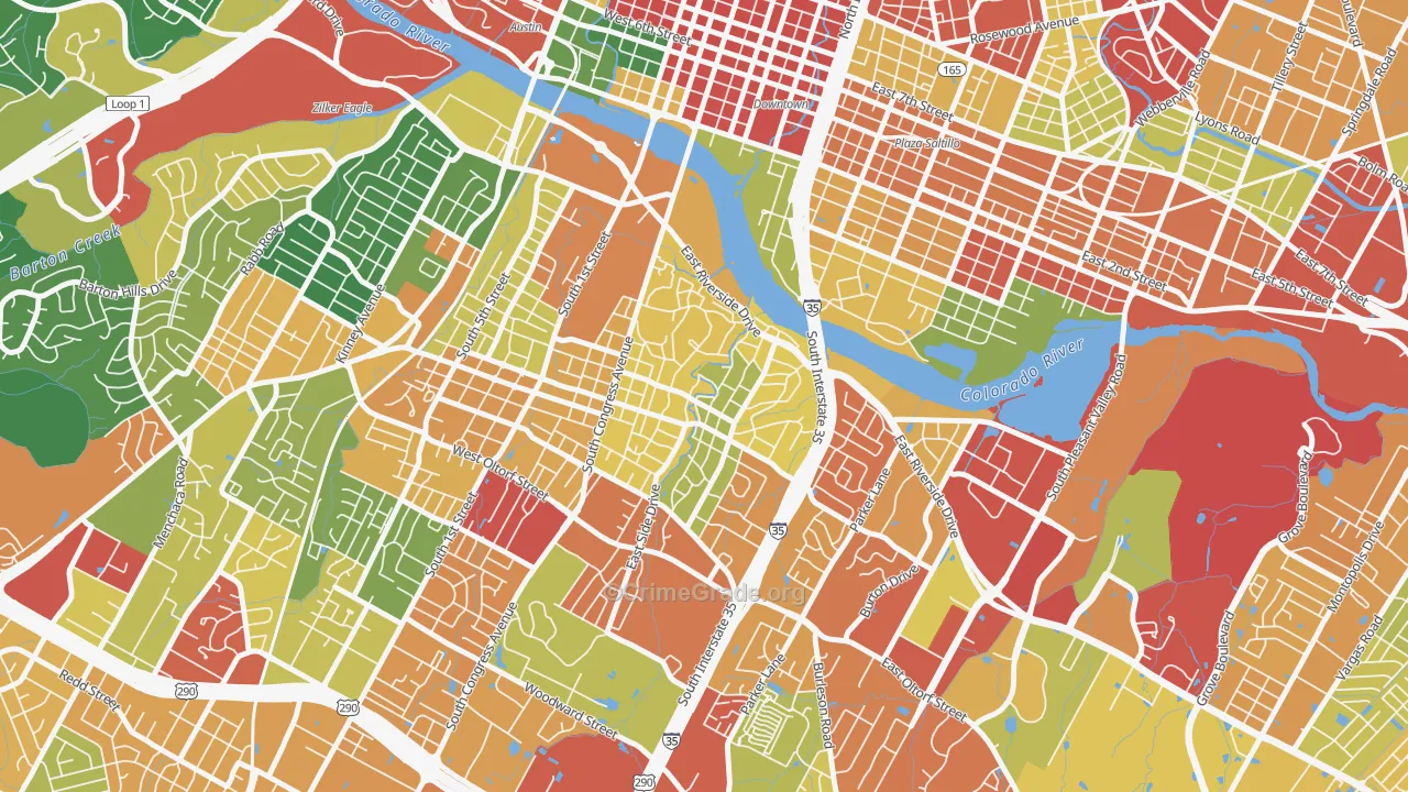 South River City, Austin, TX Map of Vandalism Rates