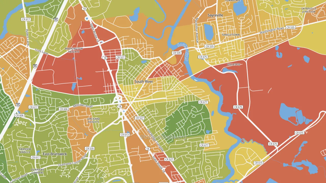 South River, NJ Map of Vandalism Rates