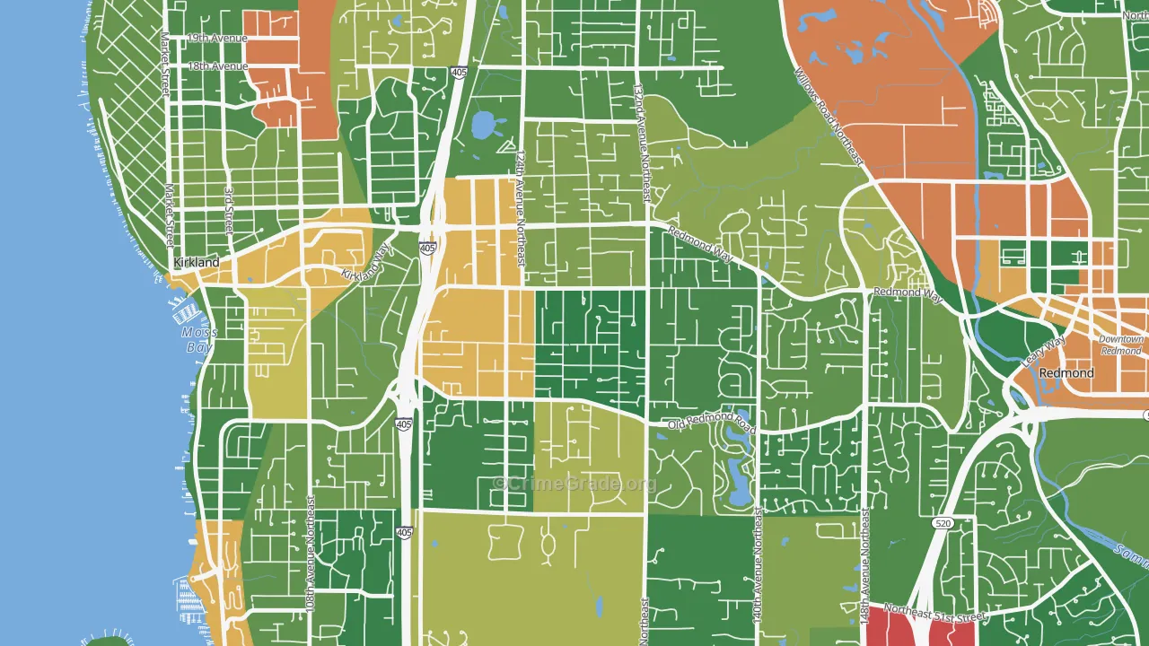 South Rose Hill, Kirkland, WA Map of Vandalism Rates