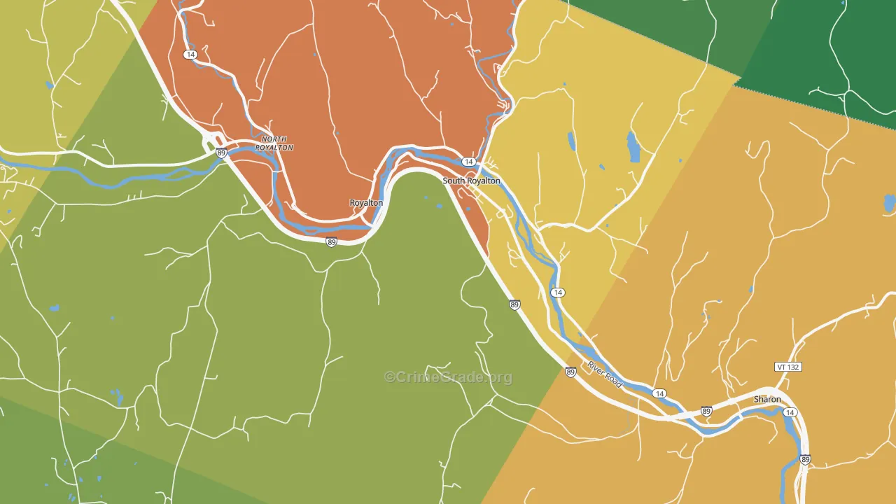 South Royalton, VT Map of Vandalism Rates