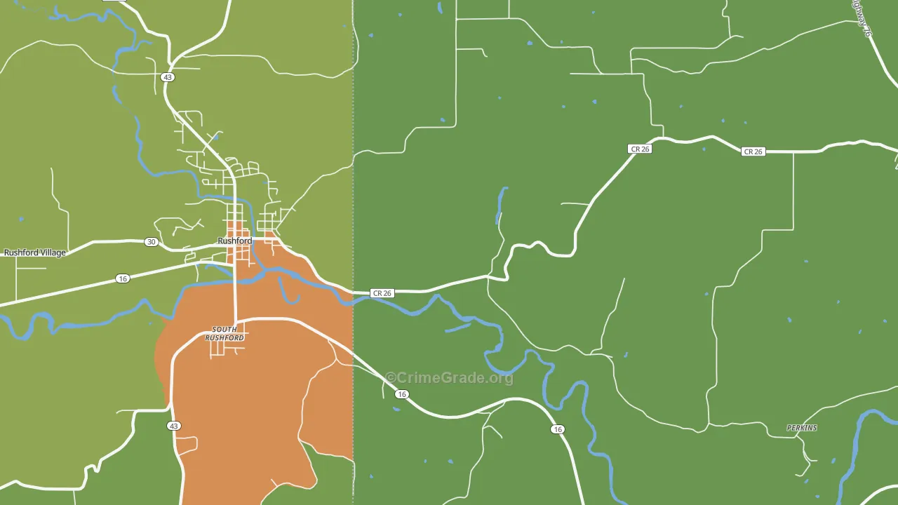 South Rushford, MN Map of Vandalism Rates