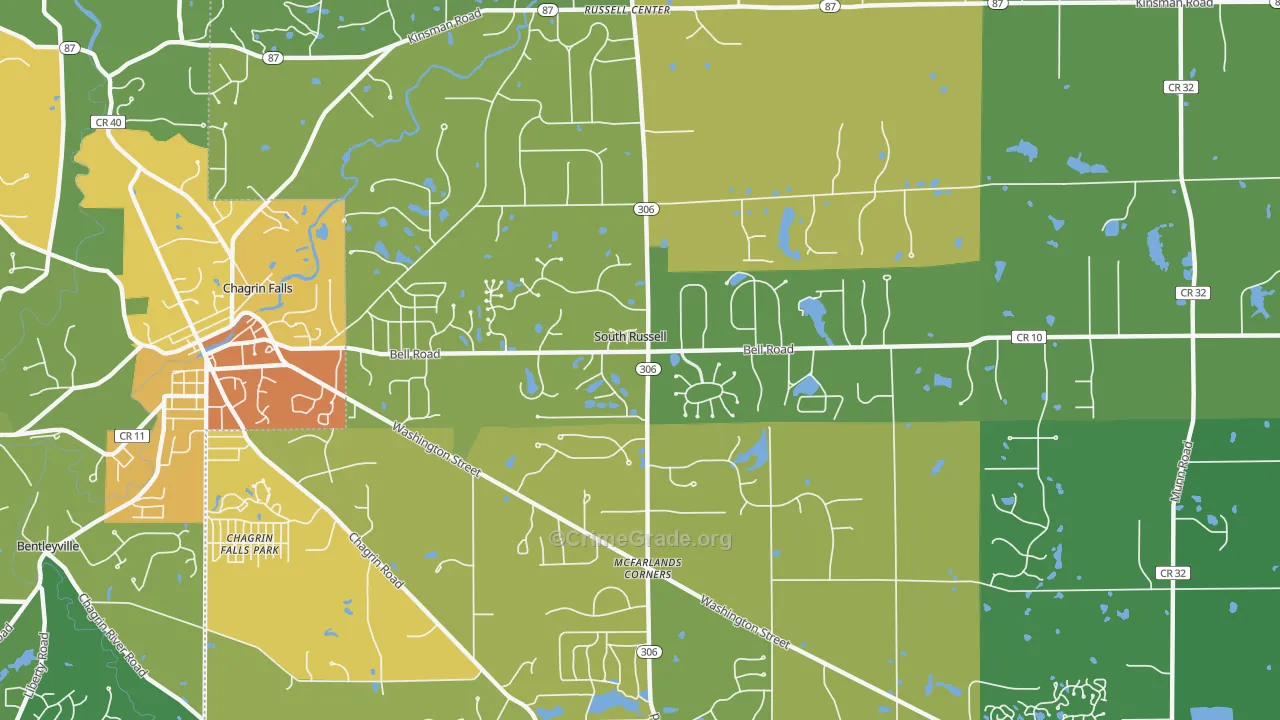 South Russell, OH Map of Vandalism Rates
