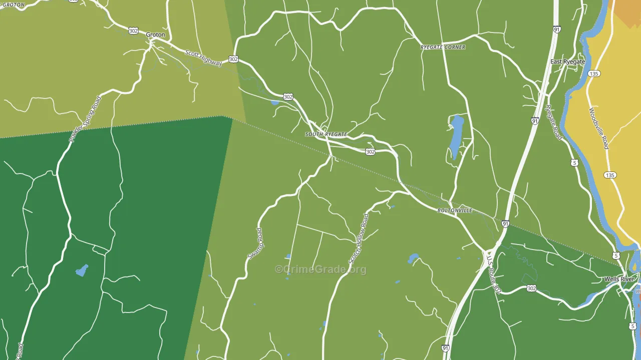 South Ryegate, VT Map of Vandalism Rates