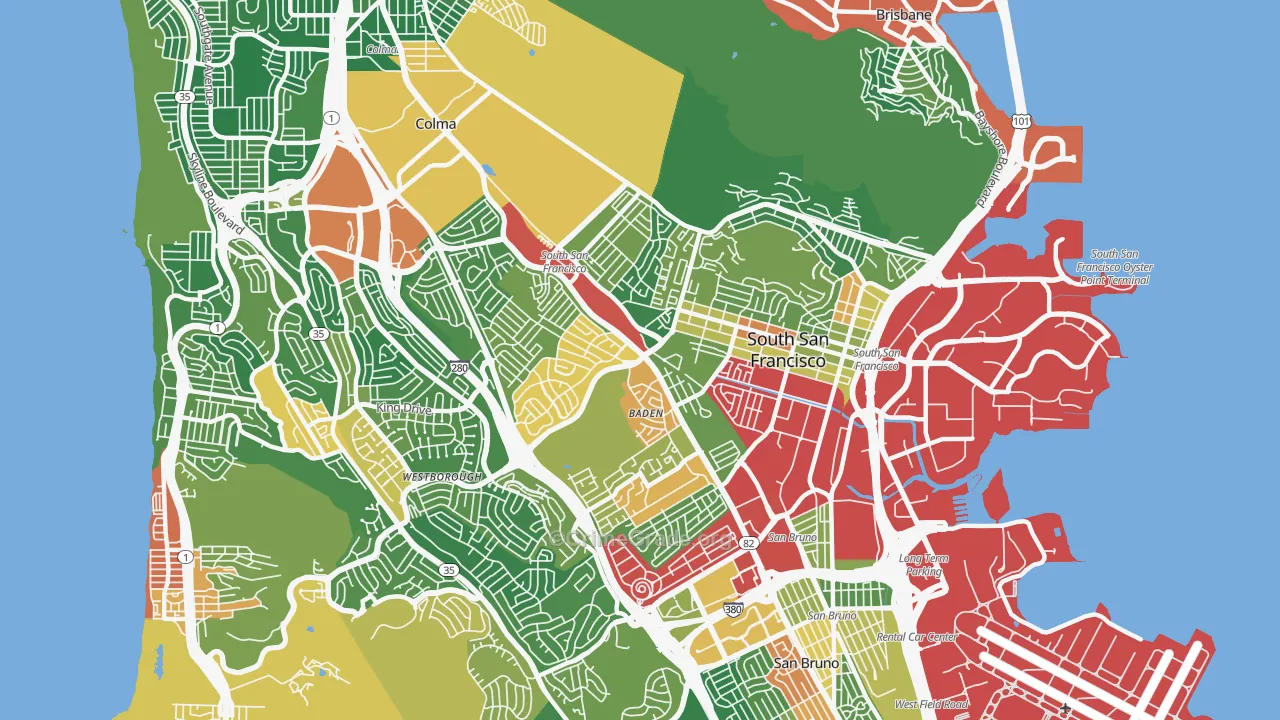 South San Francisco, CA Map of Vandalism Rates