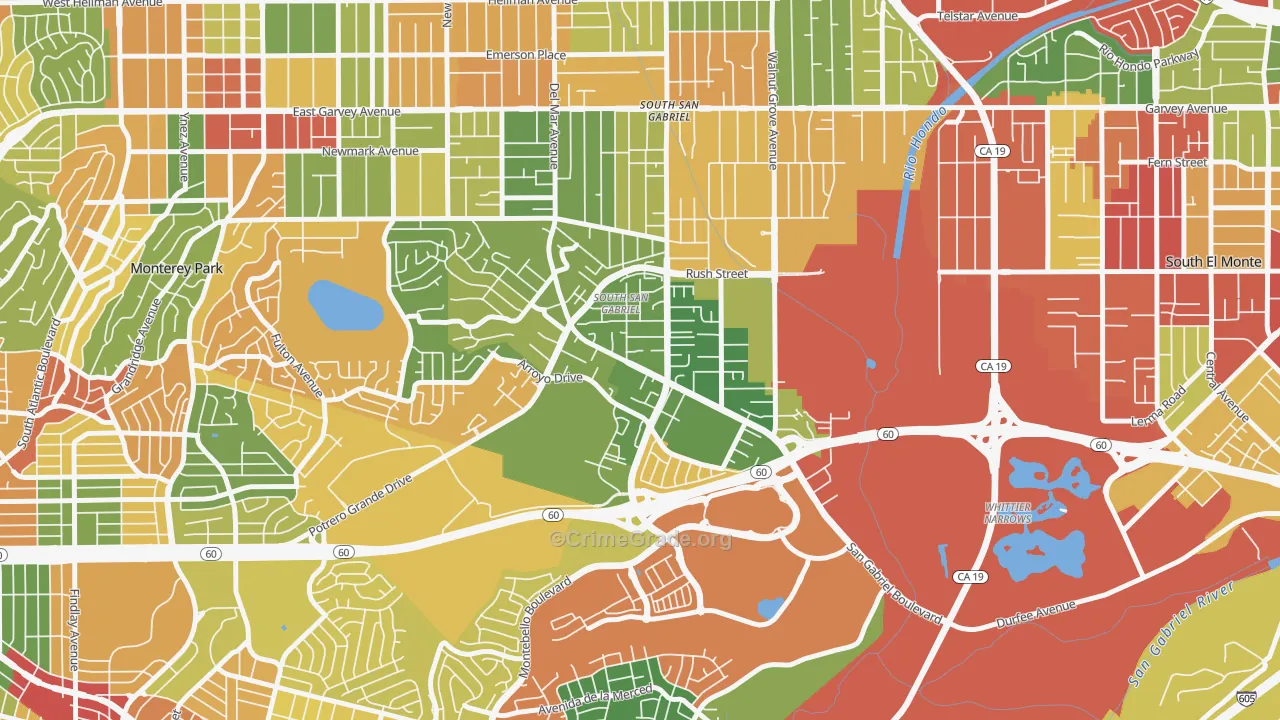 South San Gabriel, Rosemead, CA Map of Vandalism Rates